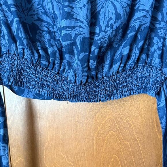 Jane & Delancey Tropical Print Self Tie Button-Up Sleeveless Top in Blues NWT XL - Picture 6 of 8